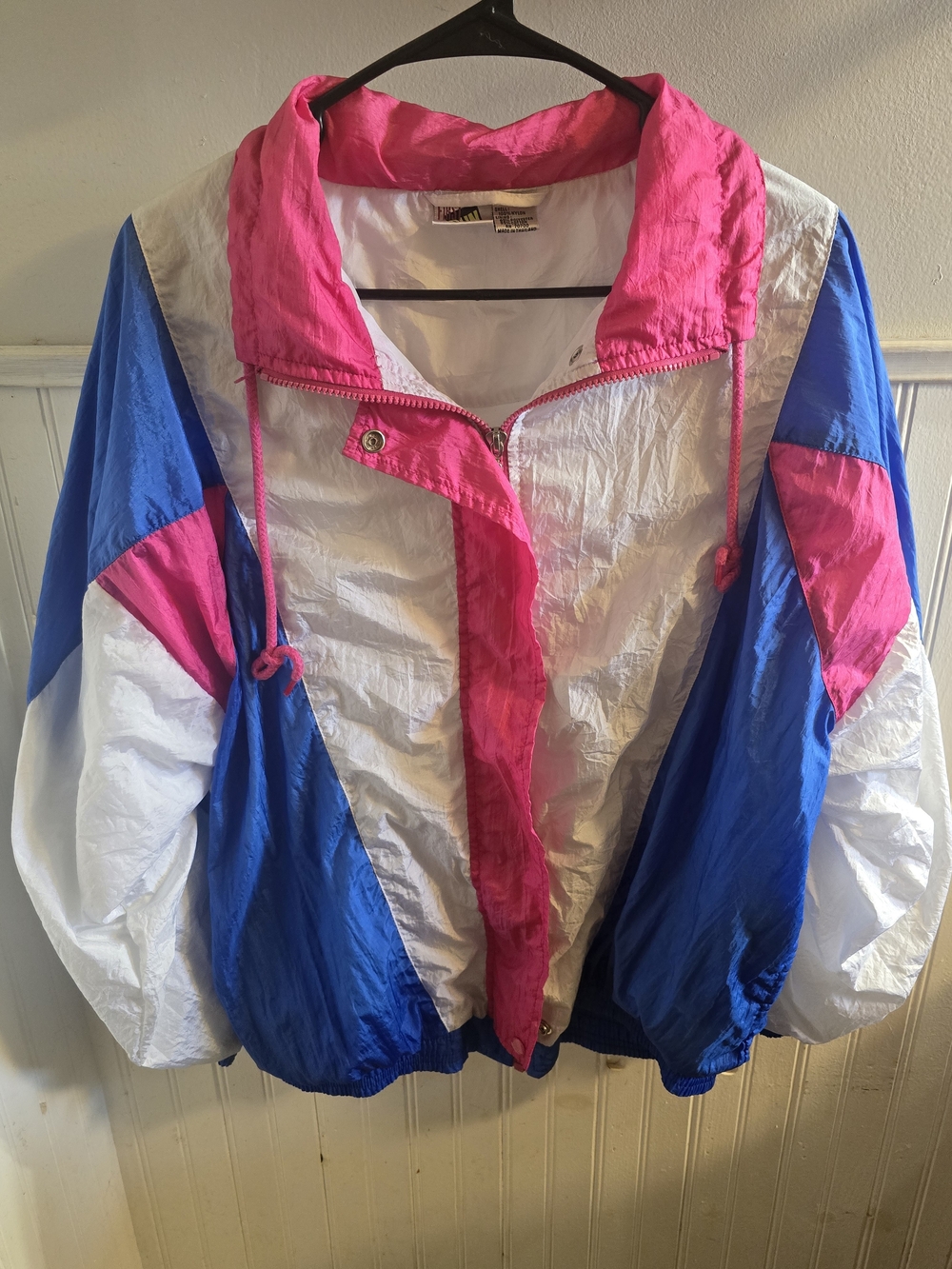 Vintage First Run Colorblock Windbreaker Jacket Pink Blue White Women’s Large